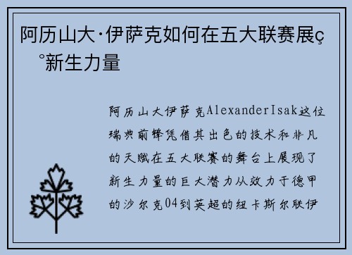 阿历山大·伊萨克如何在五大联赛展现新生力量
